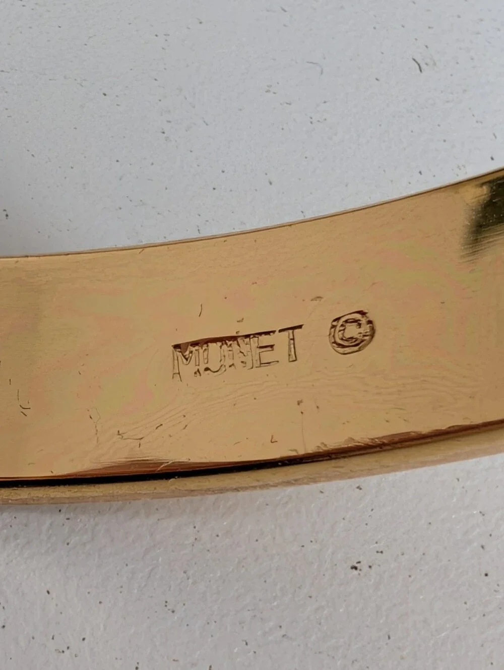 Vintage Monet Gold-Tone Textured Diagonal Stripe Bangle Bracelet